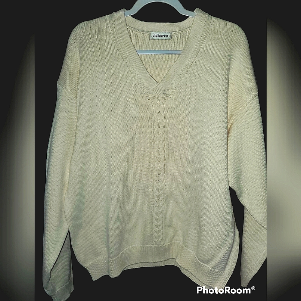Claiborne XL Cotton Cable Knit Sweater/ EUC/Heavy Weight